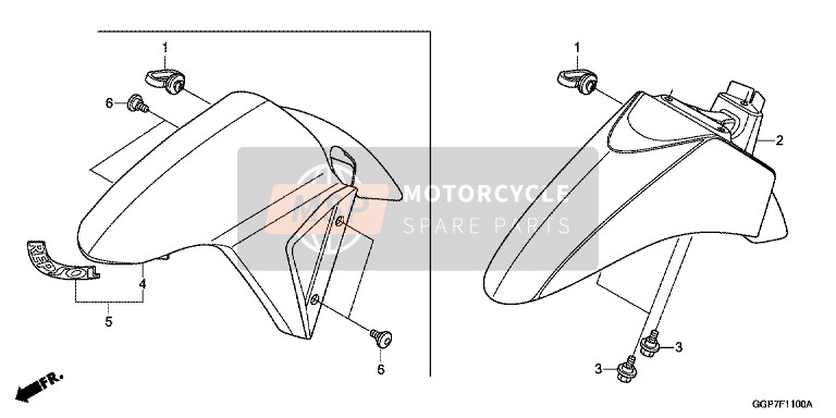 Honda NSC50MPD 2014 Garde-boue avant pour un 2014 Honda NSC50MPD